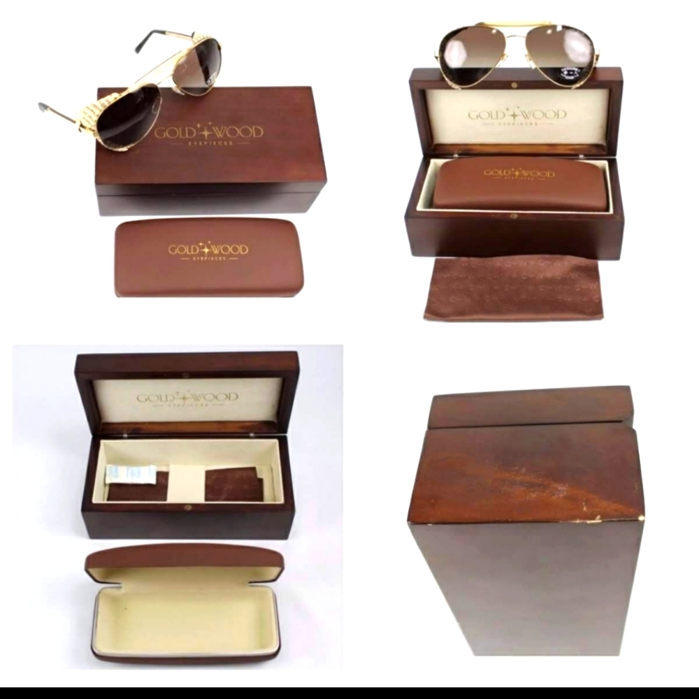Extremely rare Gold & Wood genuine Lizard shield Sunglasses very High End